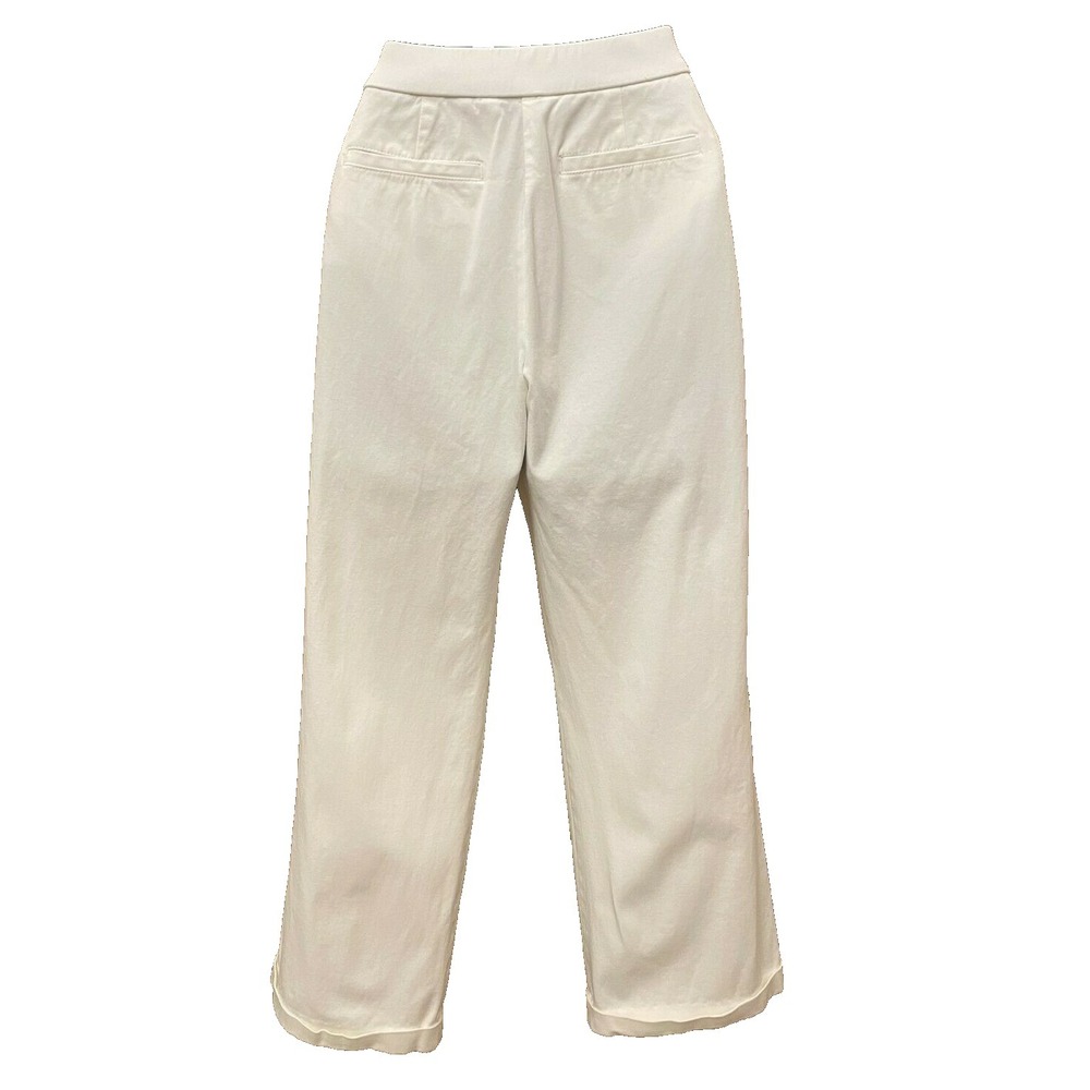 Chico's Womens Ankle Crop Pants Size 00 White Knit Cotton Elastic Waist Stretch - Picture 8 of 13